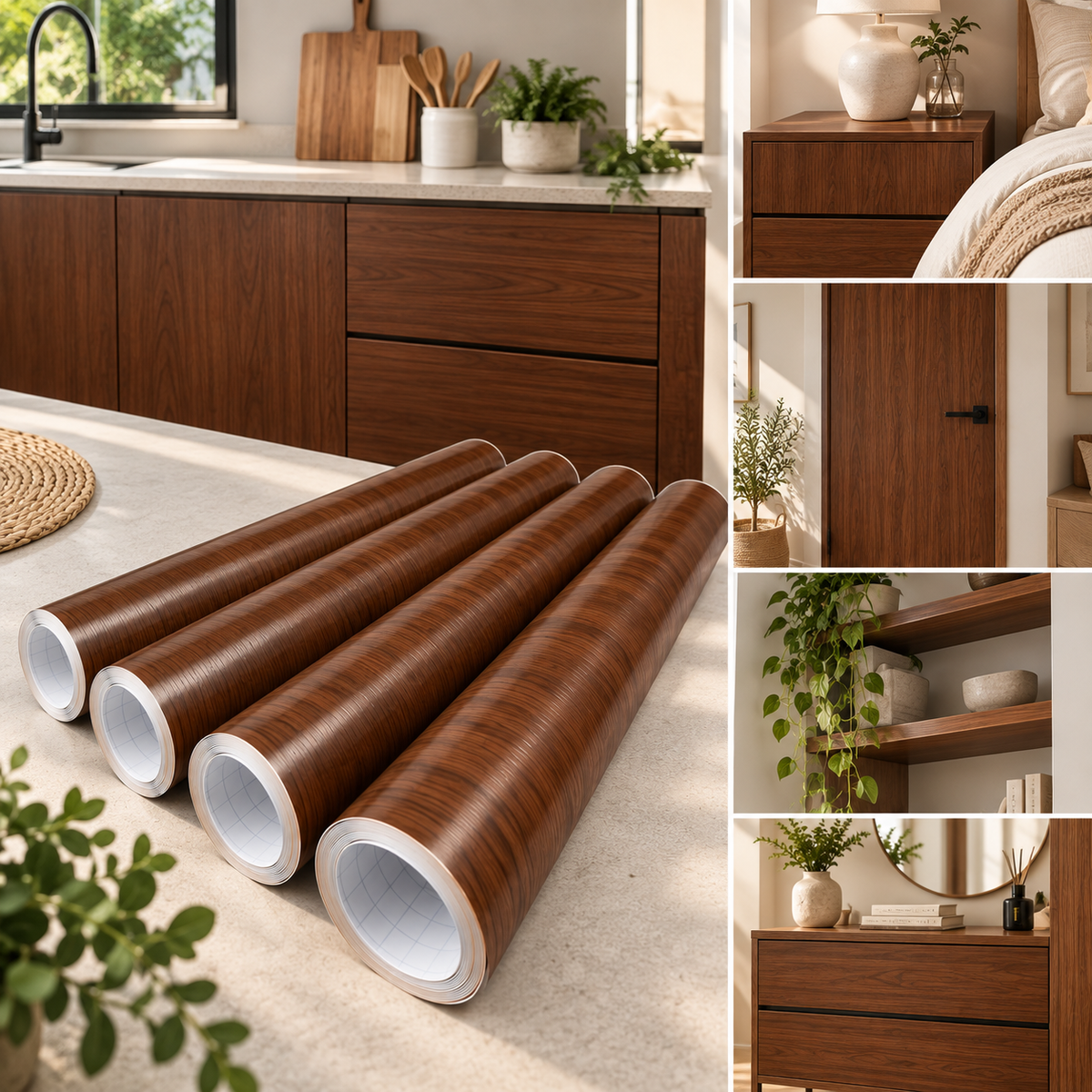 Papel Autoadhesivo madera Rollo 5mts