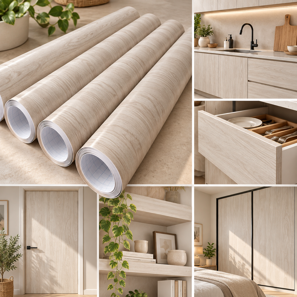 Papel Autoadhesivo madera Rollo 5mts