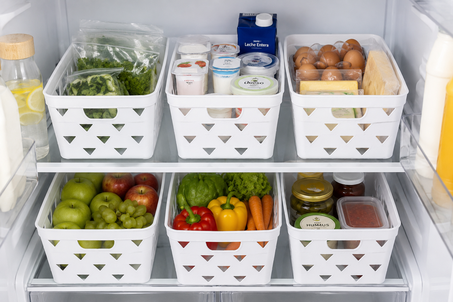 SET 6 CAJA ORGANIZADORA PLASTICA BLANCA  25.8*17.7*14CM