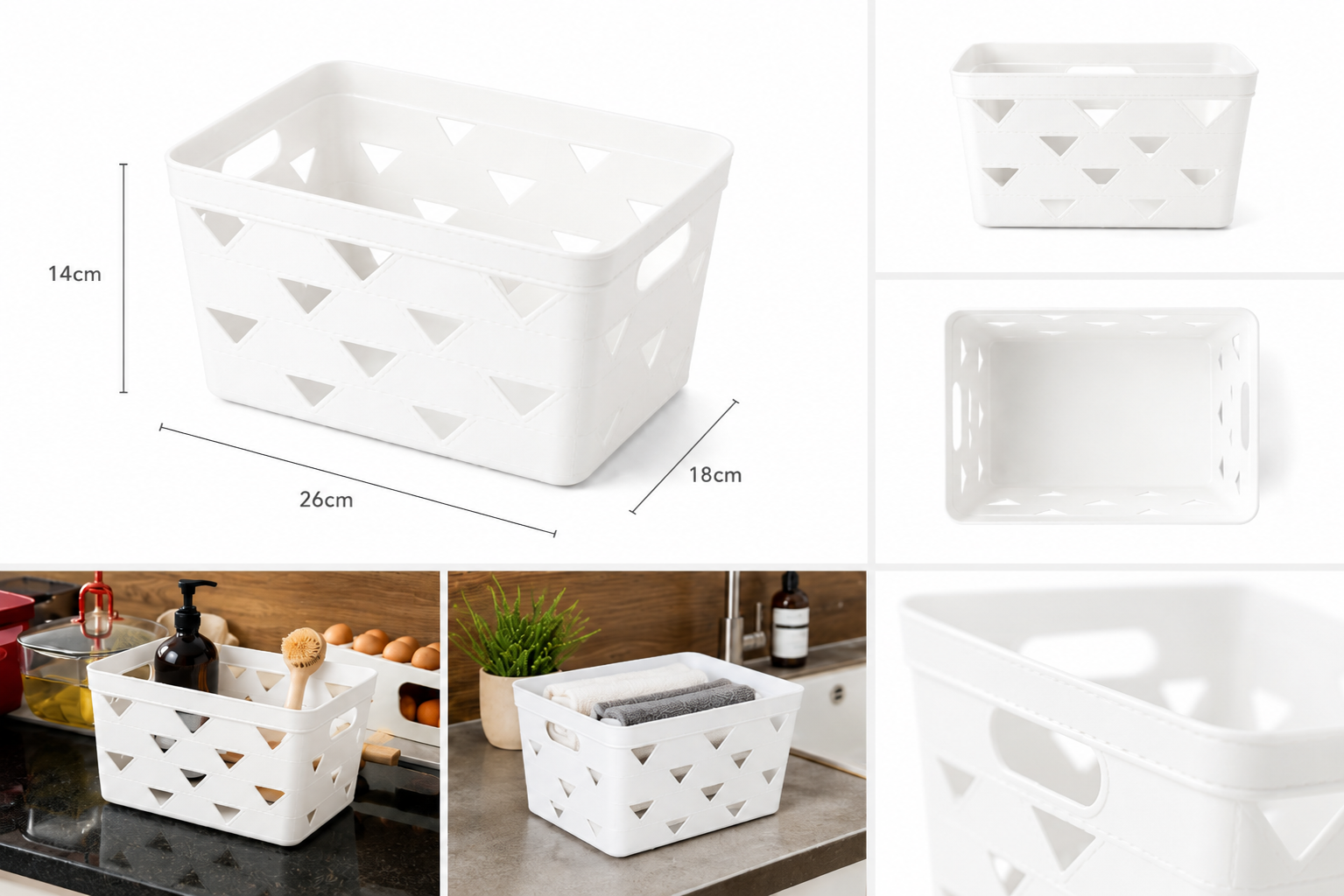 SET 6 CAJA ORGANIZADORA PLASTICA BLANCA  25.8*17.7*14CM