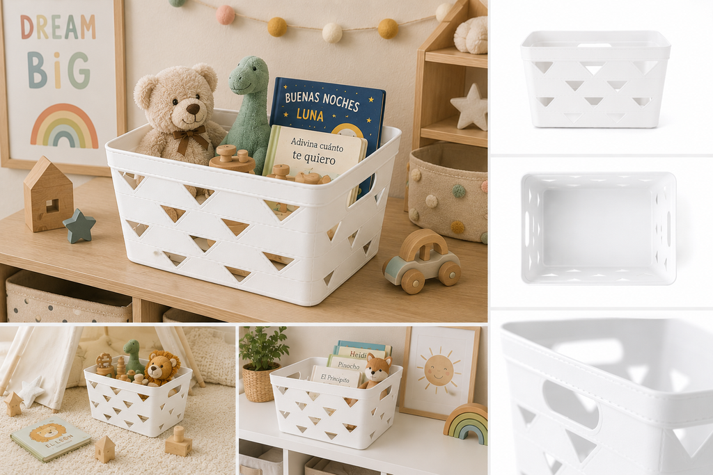 SET 6 CAJA ORGANIZADORA PLASTICA BLANCA  25.8*17.7*14CM