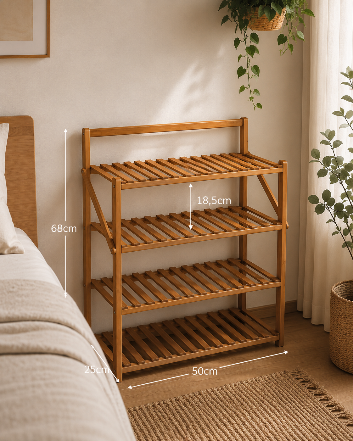 ZAPATERA BAMBU 4 NIVELES 50X25X68CM