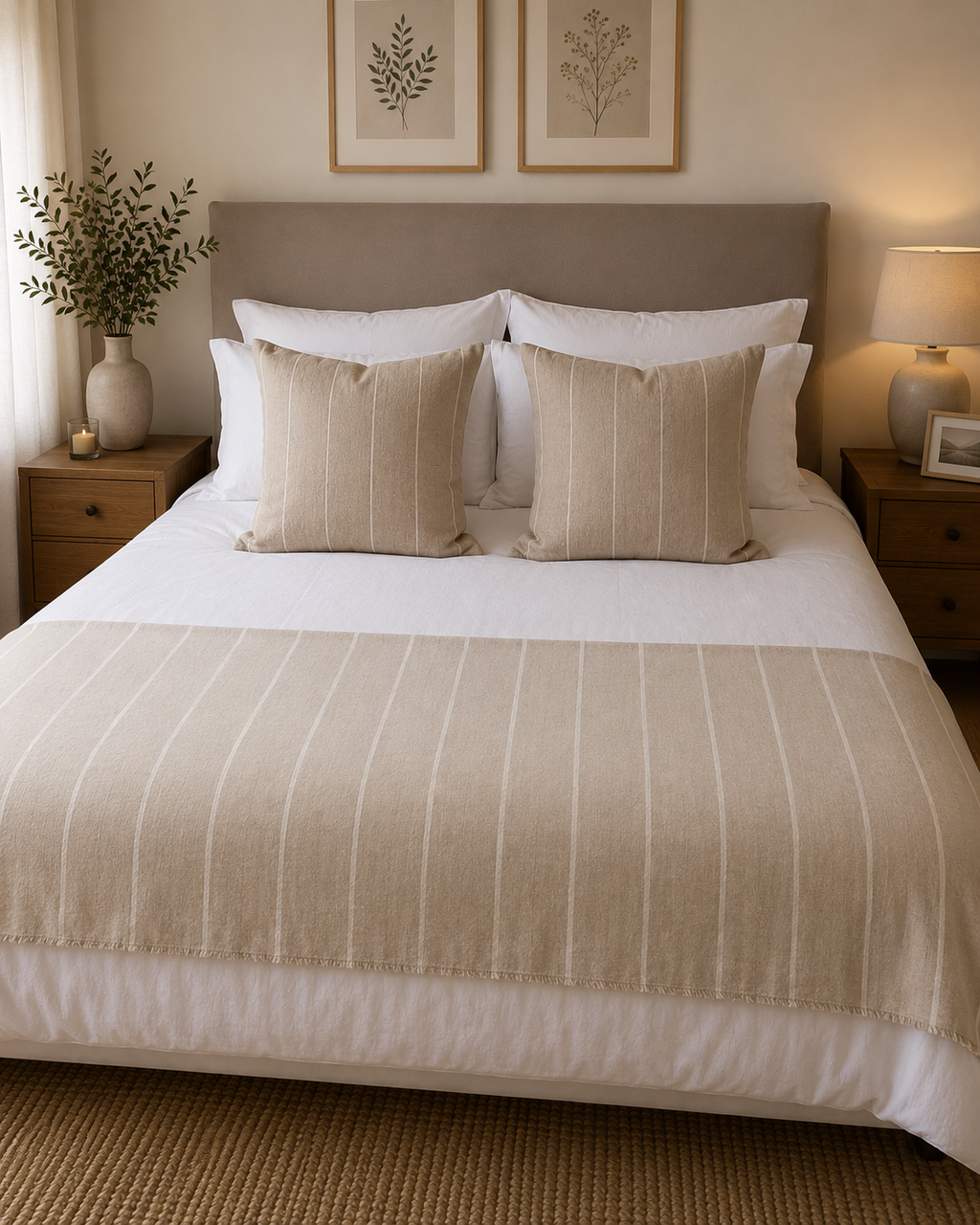 ALMOHADON COUNTRY 43X43CM LINE CAMEL