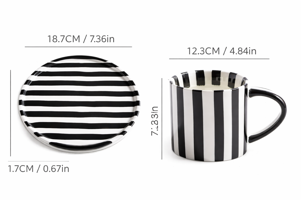 TAZA Y PLATO RAYAS NEW YORK SET