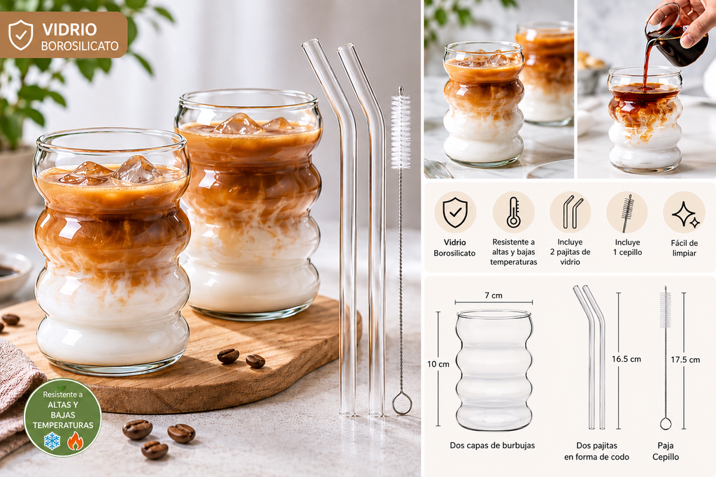 VASOS COOL COFFEE SET CON SORBITOS