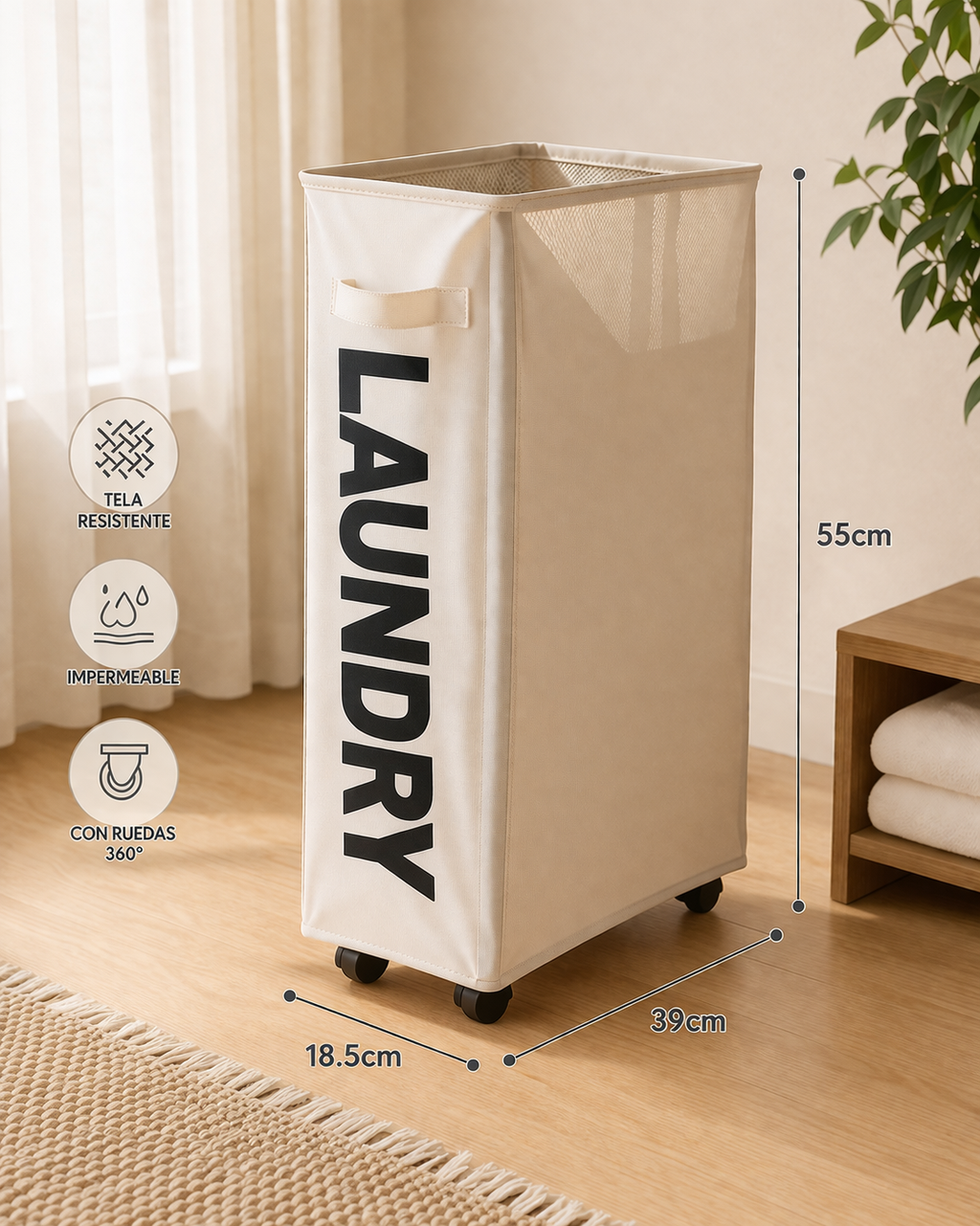 CESTO ROPA LAUNDRY CON RUEDAS