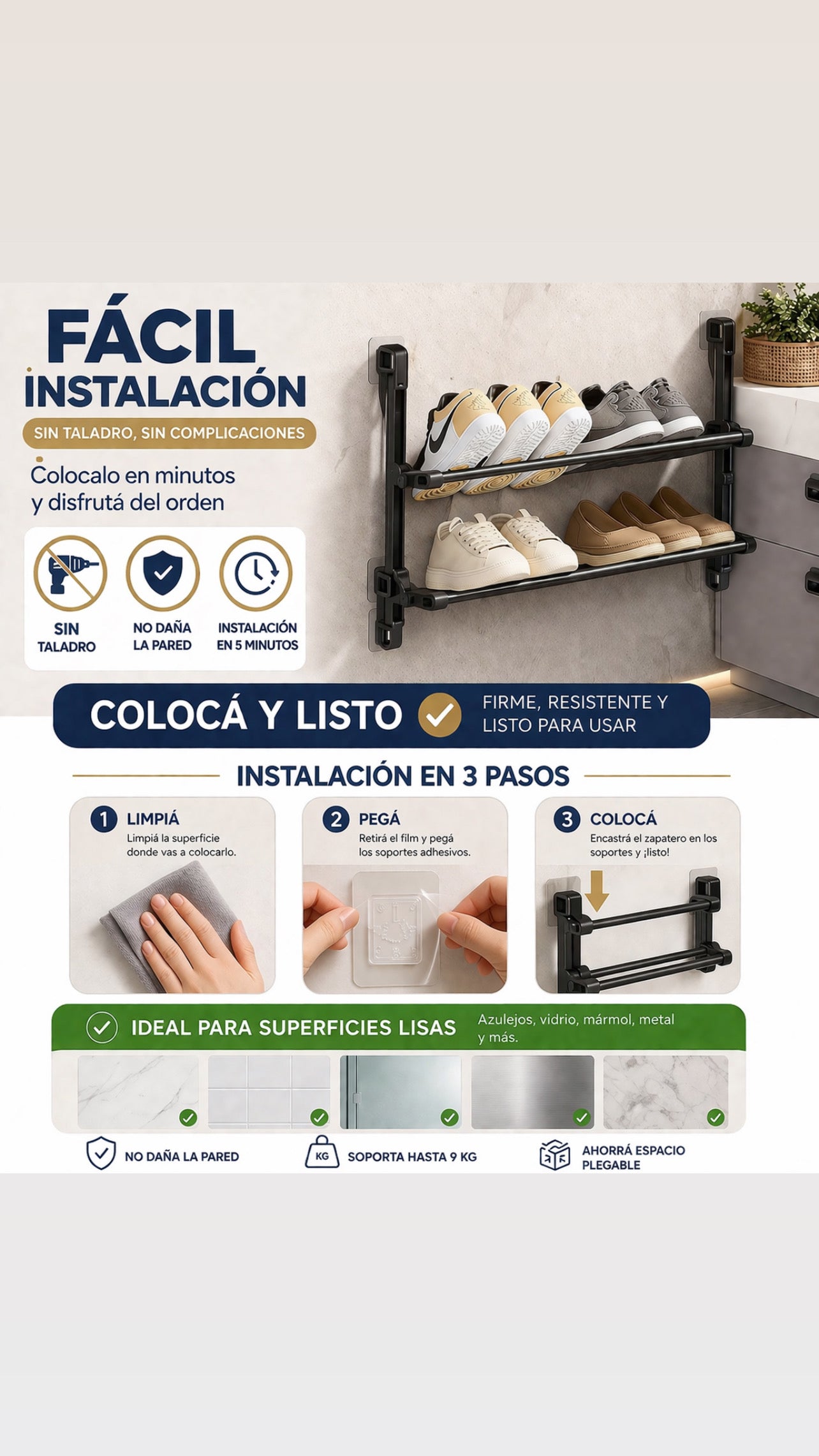 ZAPATERA PLEGABLE AUTOADHESIVA