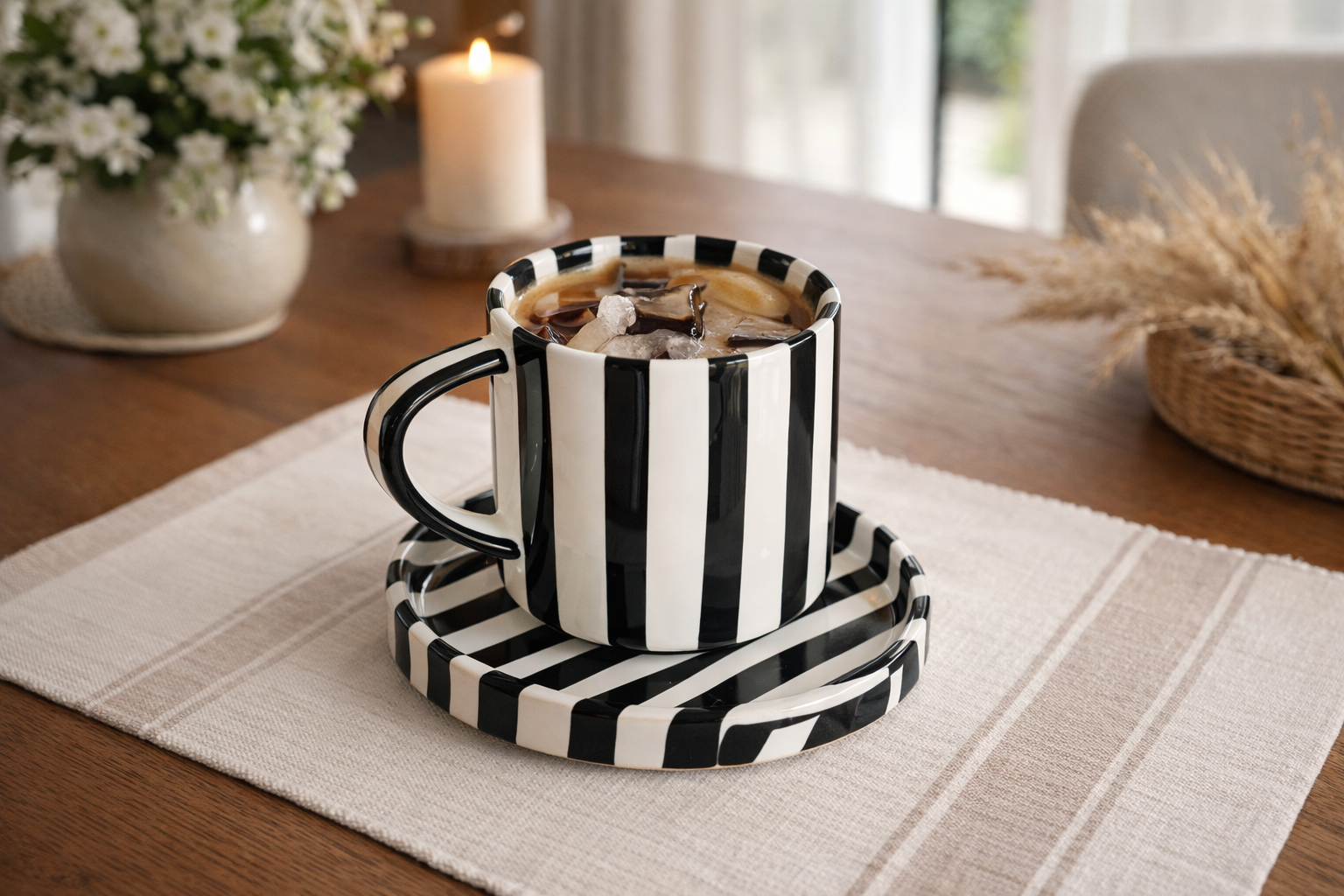 TAZA Y PLATO RAYAS NEW YORK SET