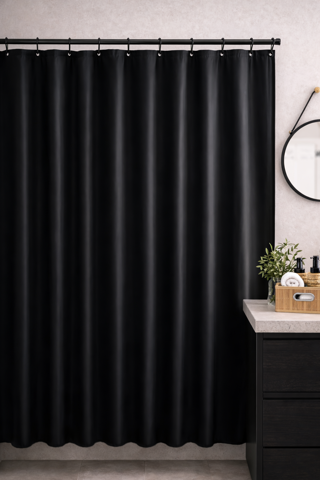 CORTINA TELA POLIESTER NEW YORK NEGRA 180x180cm